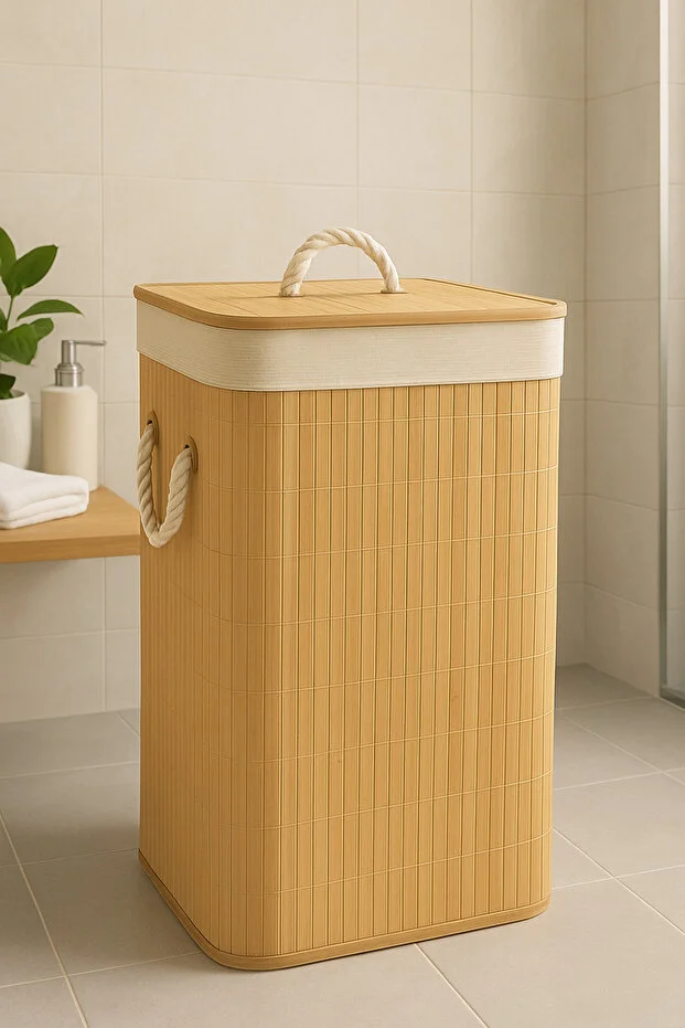 Bambu Kirli Çamaşır Sepeti Dikdörtgen